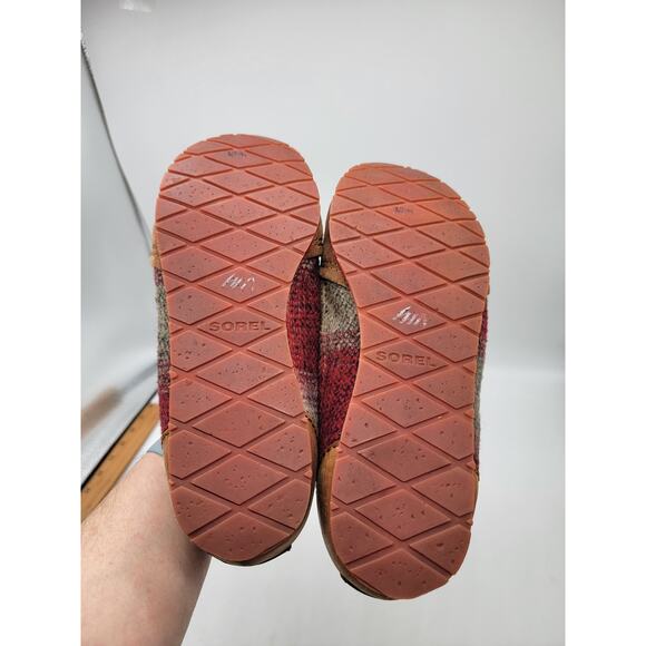 Sorel Women's Yaquina Moc Loafer Knit Leather Slip on Round Toe Red Size 9 - Picture 7 of 7